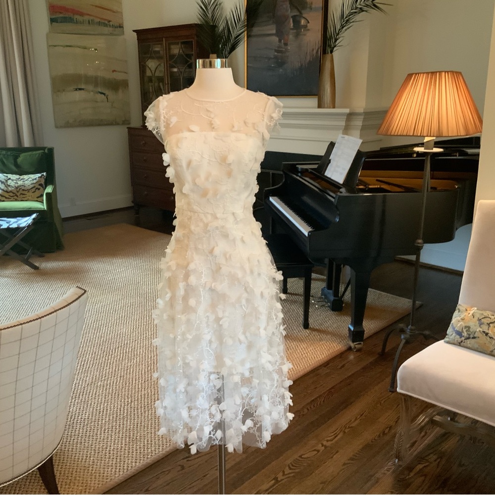 Milly Ivory Floral Lace Overlay Dress